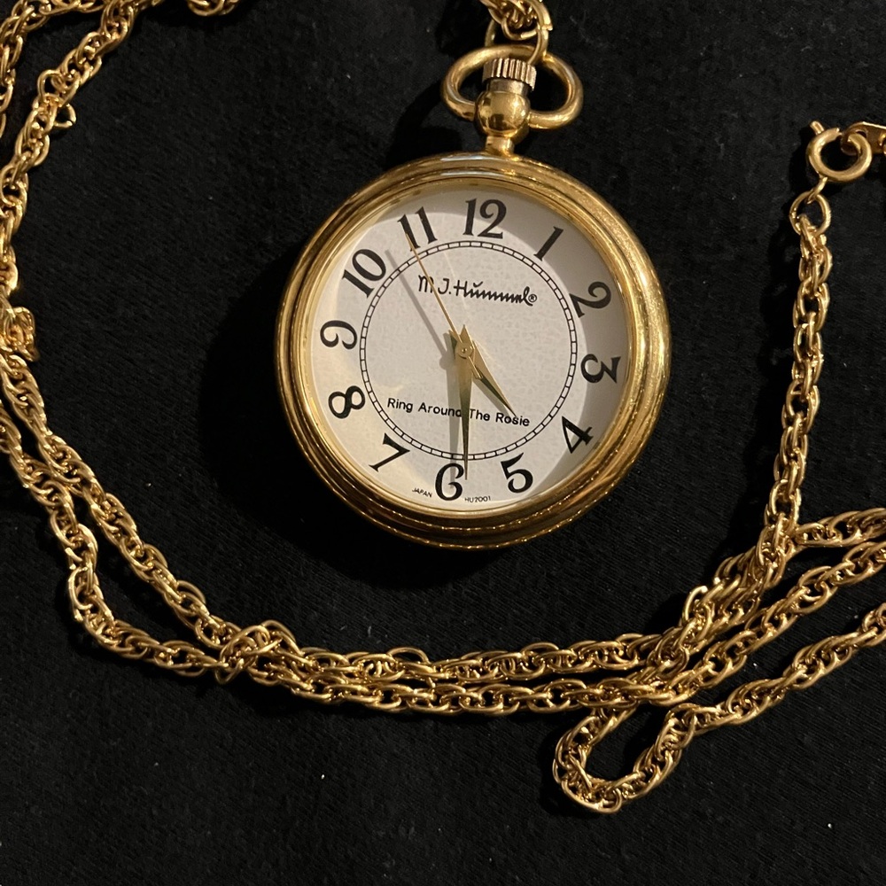 M.J. Hummel Gold Pocket Watch with Chain